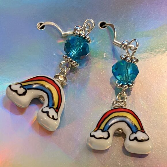 Handmade Jewelry - Ceramic Rainbow Earrings